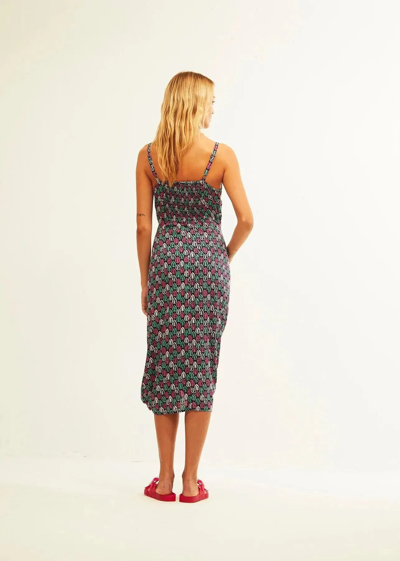 Vestido Xantik Tirantes con Botones Navy Mystic Foliage