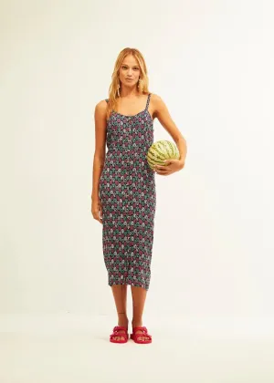 Vestido Xantik Tirantes con Botones Navy Mystic Foliage