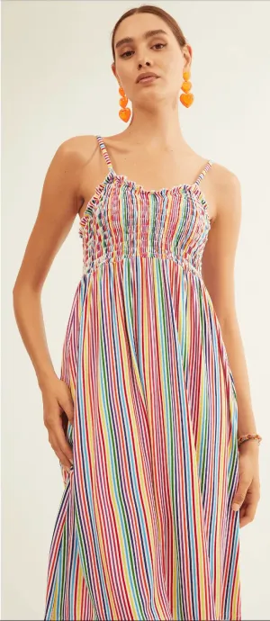 Vestido Xantik Tirantes Nido de Abeja Rainbow