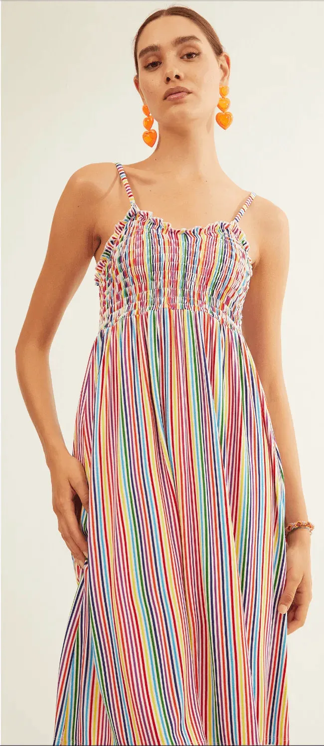 Vestido Xantik Tirantes Nido de Abeja Rainbow