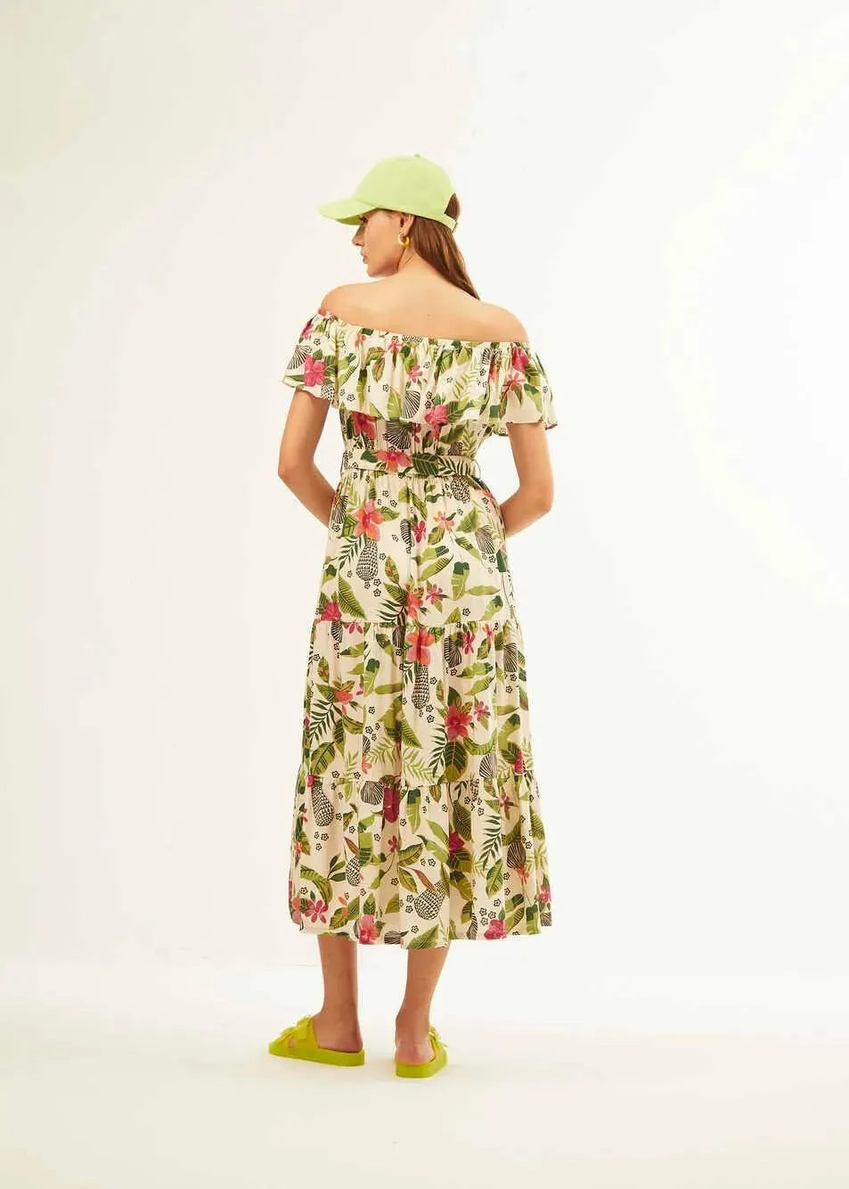 Vestido Xantik Volante Escote White Nature's Harmony