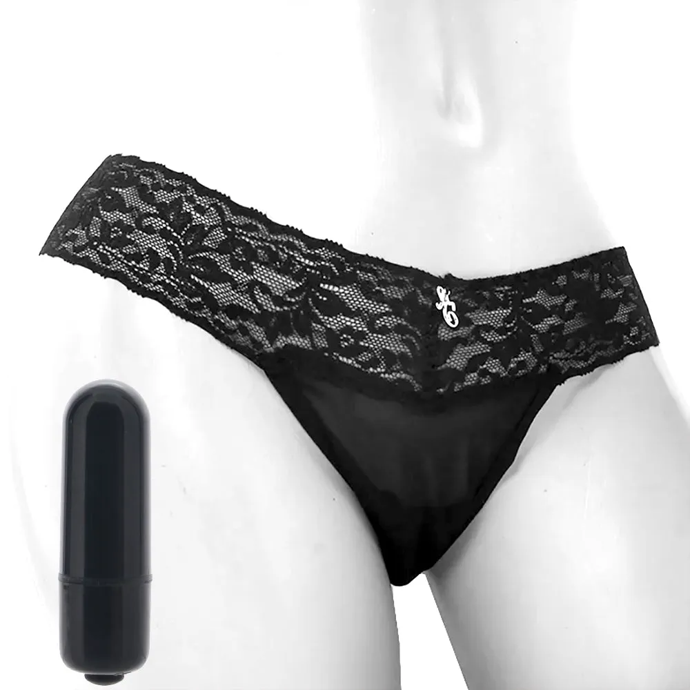 Vibrating Panties with Hidden Vibe Pocket Black /L