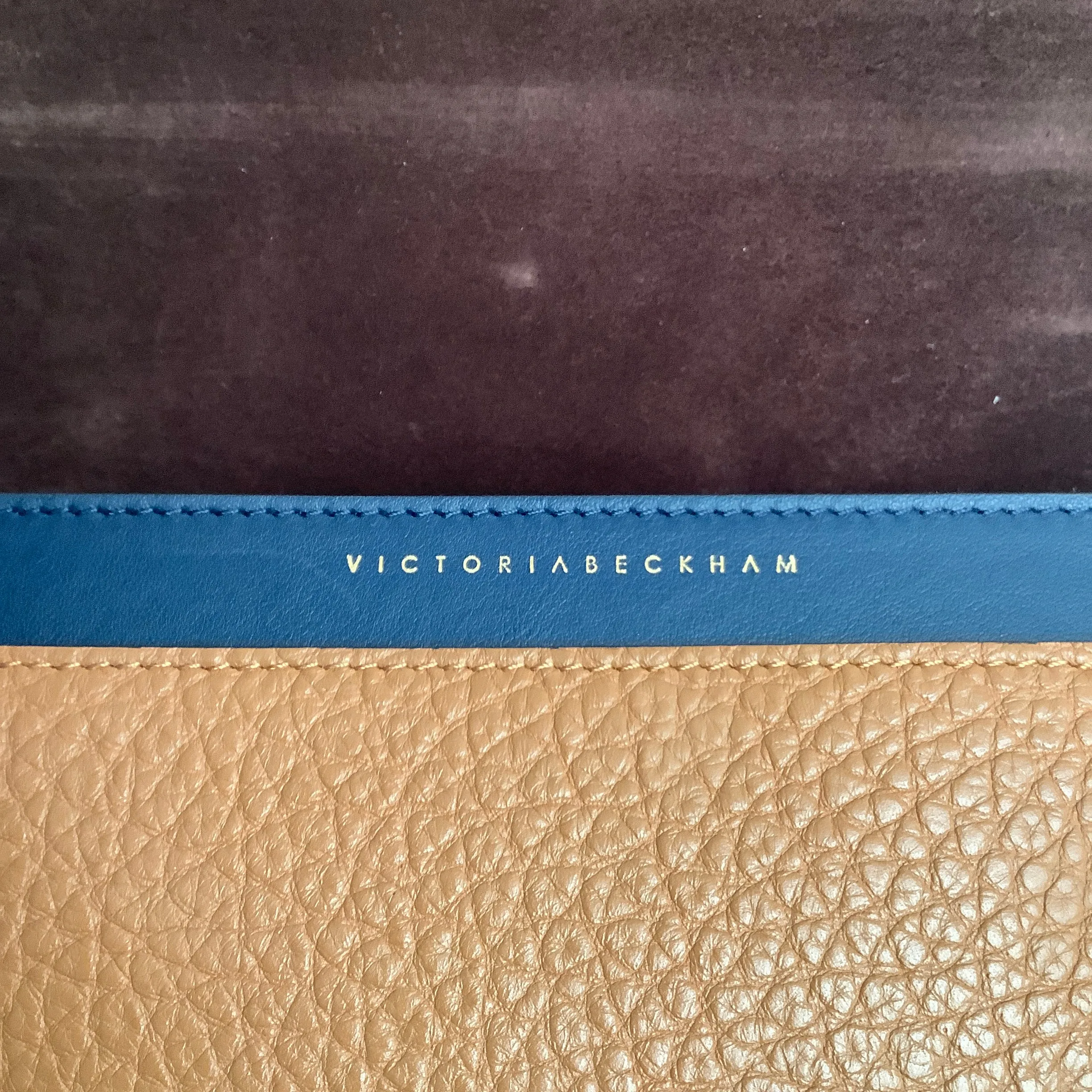 Victoria Beckham Navy Blue / Brown Leather Half Moon Shoulder Bag