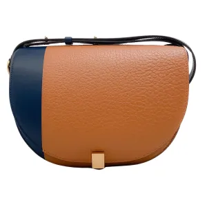 Victoria Beckham Navy Blue / Brown Leather Half Moon Shoulder Bag