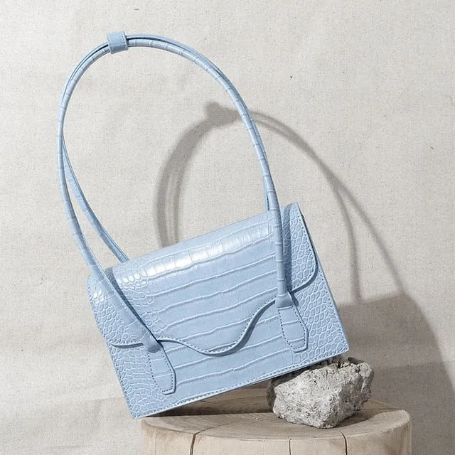 Vintage Alligator Baguette Shape Bag Luxury Leather Handbag 2020 New Fashion Shoulder Bag Womens Messenger Crossbody Bags