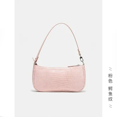 Vintage Alligator Baguette Shape Bag Luxury Leather Handbag 2020 New Fashion Shoulder Bag Womens Messenger Crossbody Bags