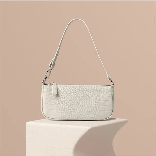 Vintage Alligator Baguette Shape Bag Luxury Leather Handbag 2020 New Fashion Shoulder Bag Womens Messenger Crossbody Bags