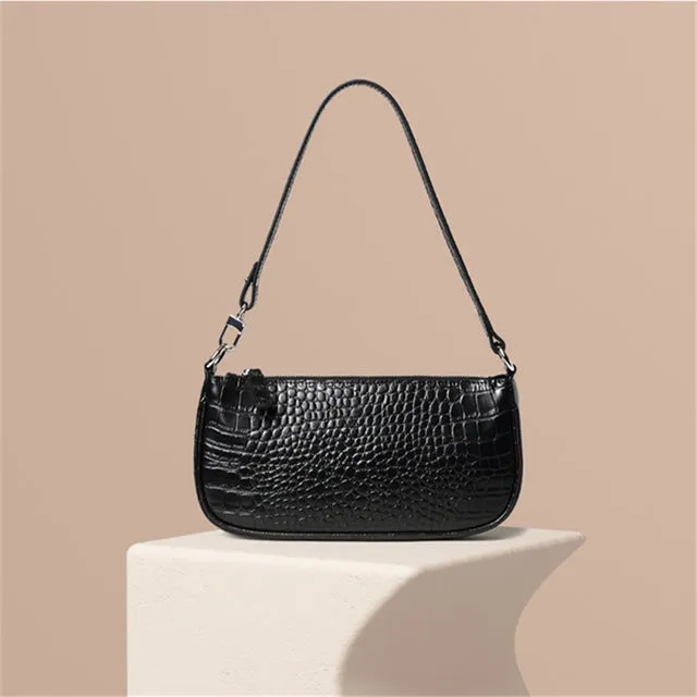 Vintage Alligator Baguette Shape Bag Luxury Leather Handbag 2020 New Fashion Shoulder Bag Womens Messenger Crossbody Bags