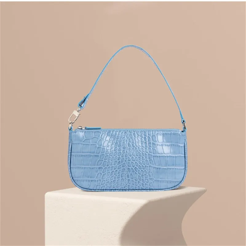Vintage Alligator Baguette Shape Bag Luxury Leather Handbag 2020 New Fashion Shoulder Bag Womens Messenger Crossbody Bags