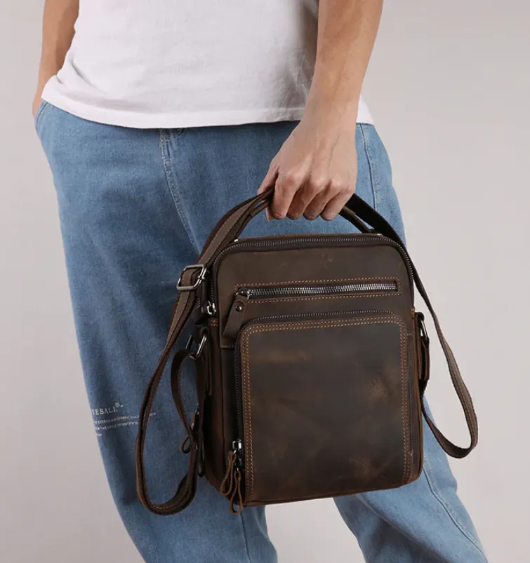 Vintage Fashion Genuine Leather Messenger Bag Shoulder Bag Crossbody Bag