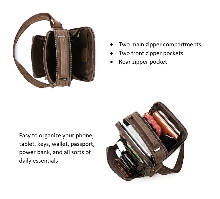 Vintage Fashion Genuine Leather Messenger Bag Shoulder Bag Crossbody Bag