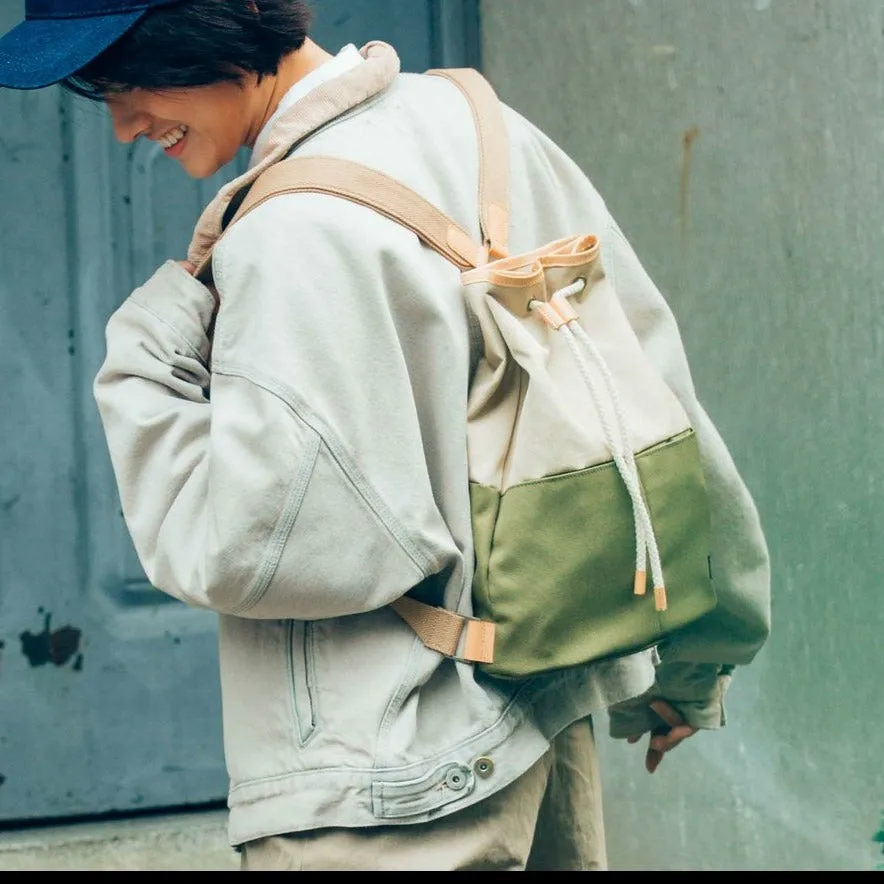 Voyage Backpack with Draw-String and Leather Trim