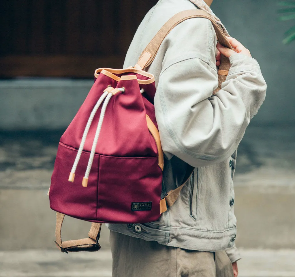 Voyage Backpack with Draw-String and Leather Trim