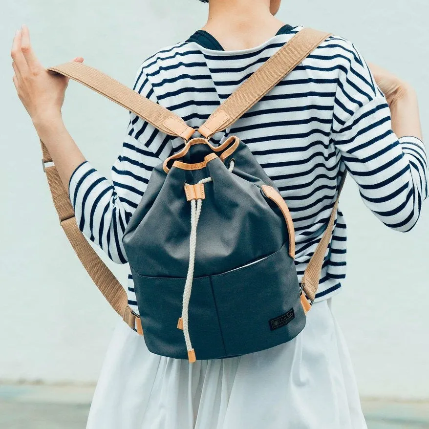 Voyage Backpack with Draw-String and Leather Trim