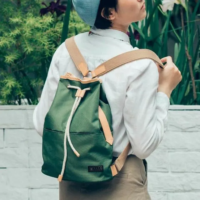 Voyage Backpack with Draw-String and Leather Trim