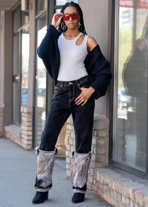 Western Cuff Wide Leg Denim