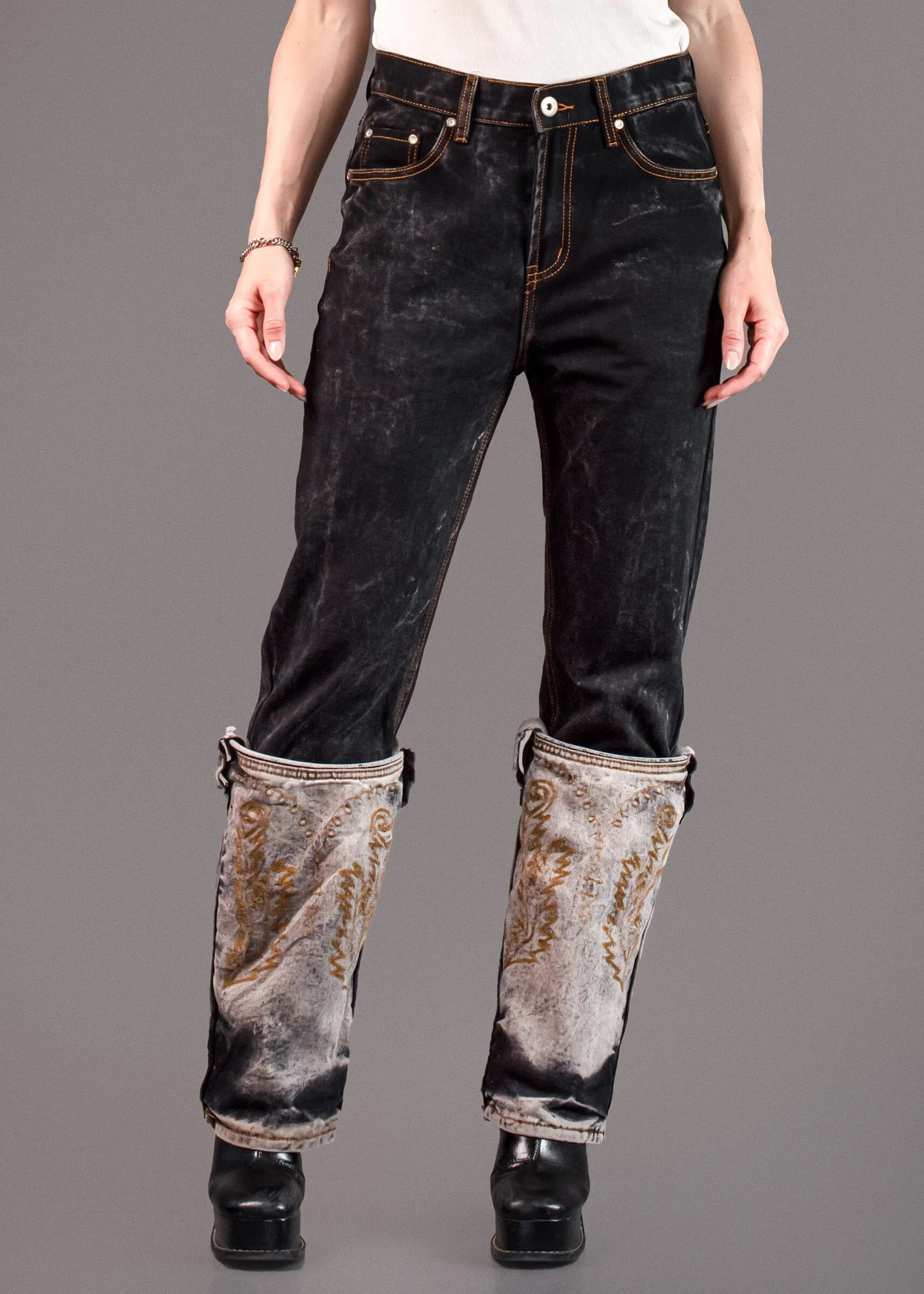 Western Cuff Wide Leg Denim