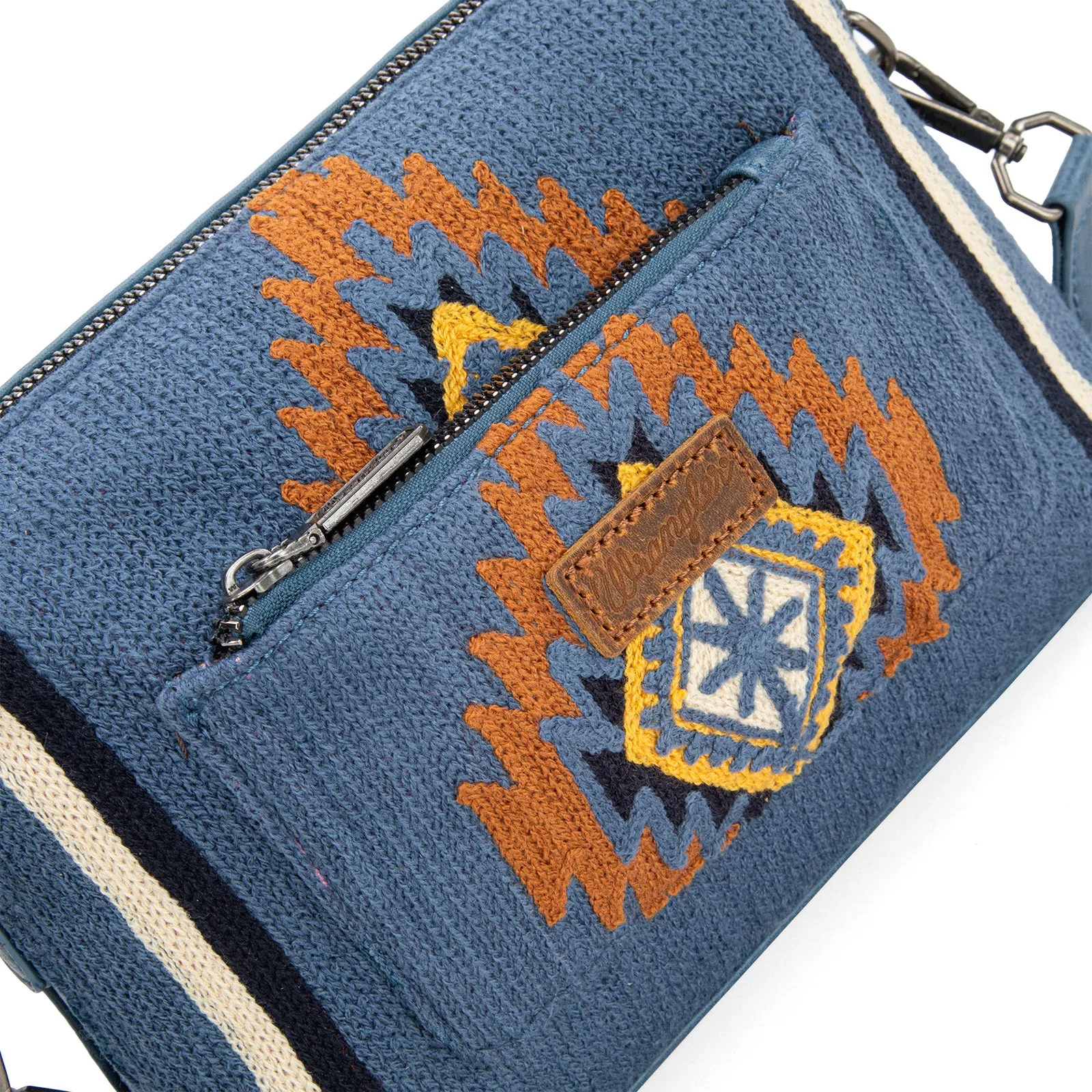WG174-1832  Wrangler Southwestern Knitted Crossbody Bag - Jean