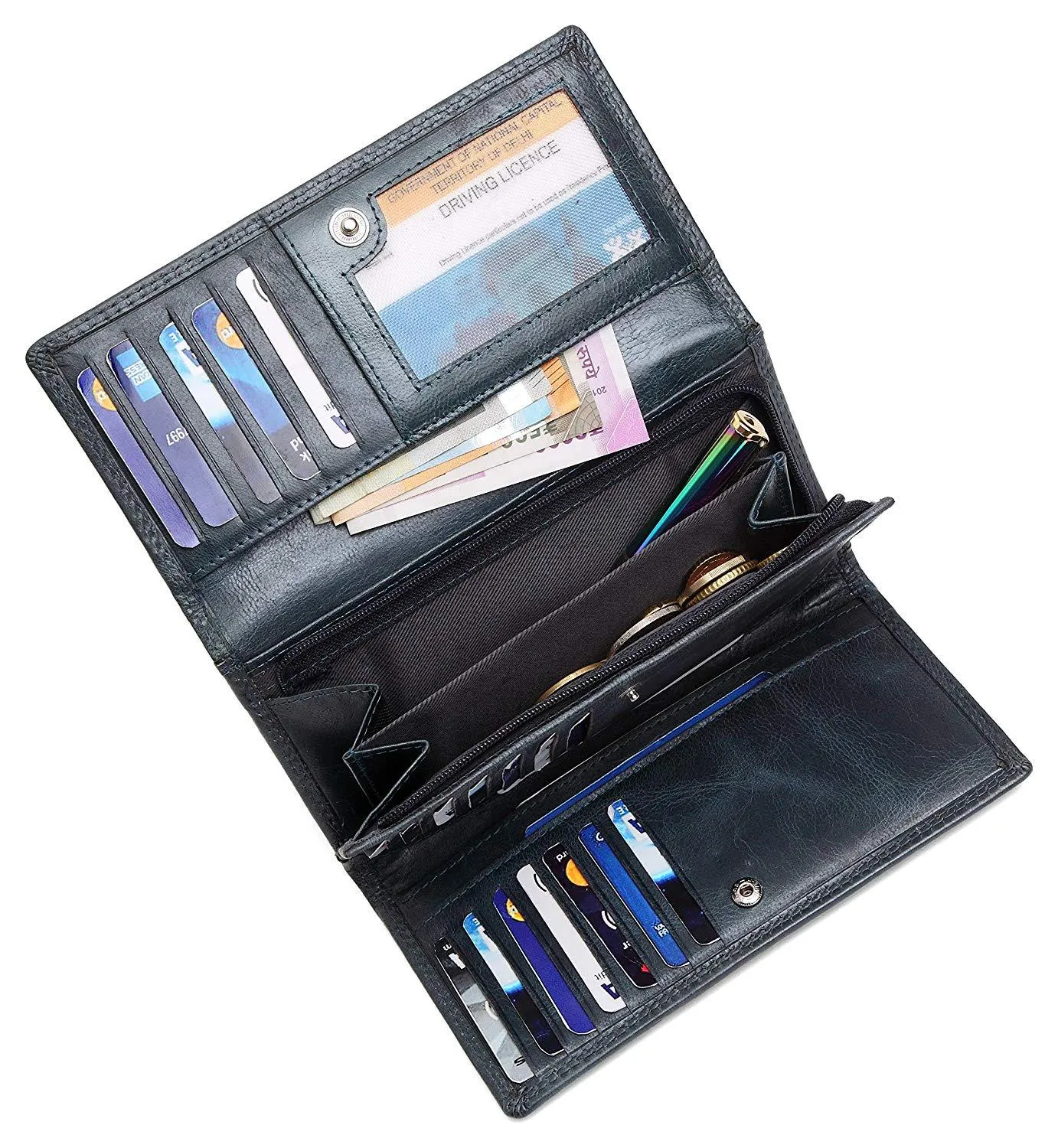 WildHorn®Women's Leather Wallet and Pen Combo Set