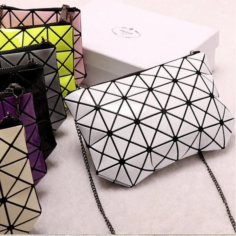 Women Fashion Fold Over Handbags Madam Geometric Goint Plaid Tote Casual Clutch Bags Messenger Bag Shoulder Bags Bolso Bao Bao
