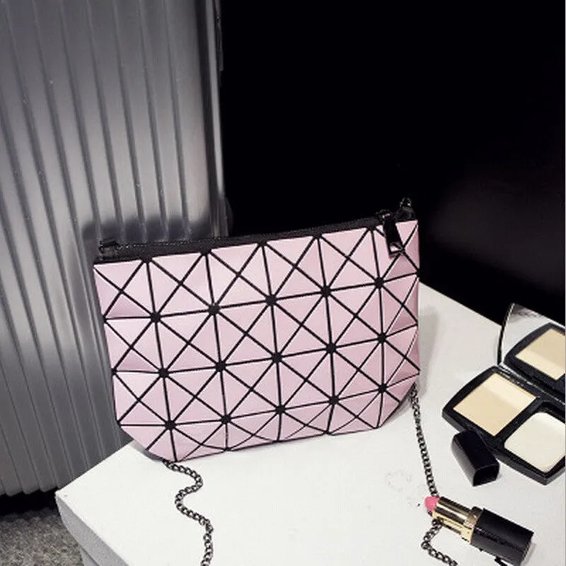 Women Fashion Fold Over Handbags Madam Geometric Goint Plaid Tote Casual Clutch Bags Messenger Bag Shoulder Bags Bolso Bao Bao