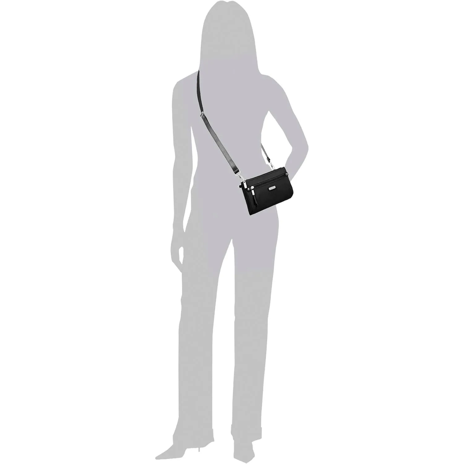 Women's Baggallini RFID Transit Bagg Black Nylon