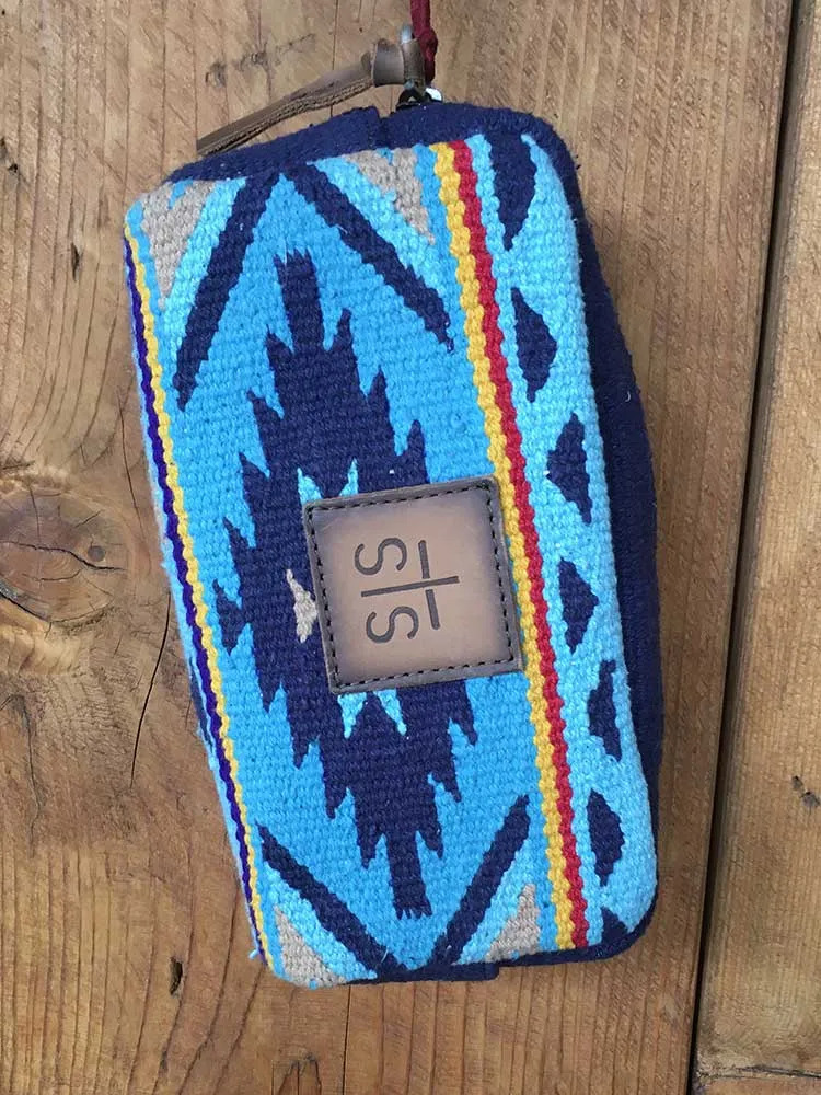 Woven Fabric Zip-Around Cosmetic Bag