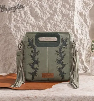 Wrangler Top Handle Boot Scroll Fringe Tote/Crossbody