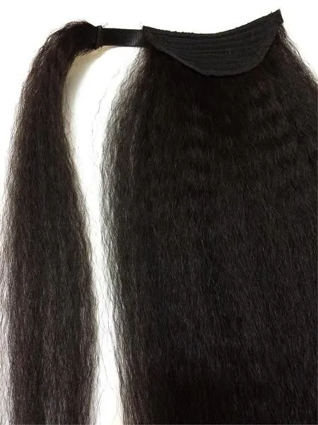 Wrap Around 100% Human Hair Ponytail in Kinky Straight 18" - Xtra Thick