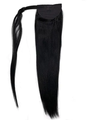 Wrap Around 100% Human Hair Ponytail in Yaki Perm Straight 18"