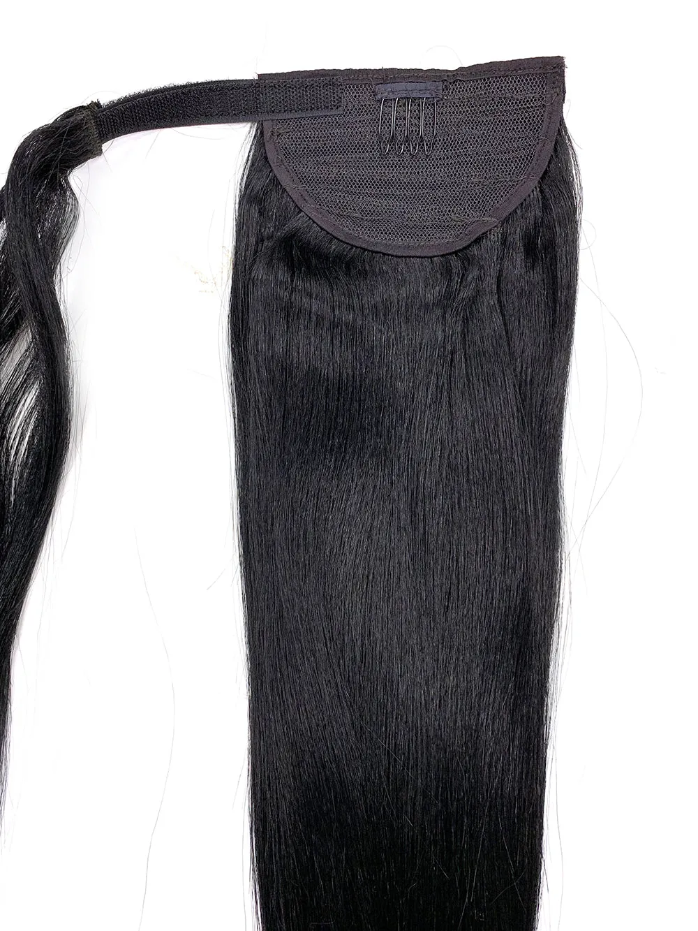 Wrap Around 100% Human Hair Ponytail in Yaki Perm Straight 18"