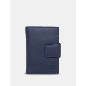 Yoshi Anson Zip Round Navy Leather Purse with Tab