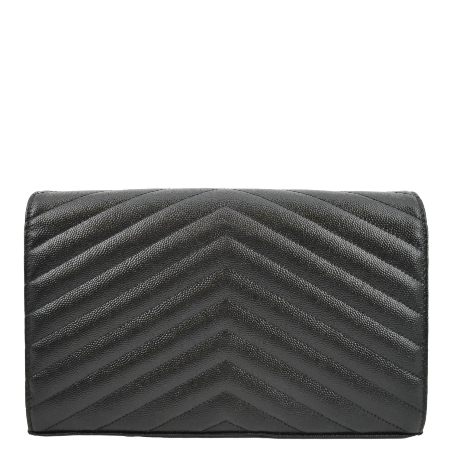 YVES SAINT LAURENT Cassandre Chain Wallet Leather Crossbody Bag Black