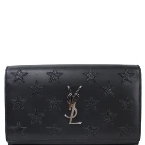 YVES SAINT LAURENT Kate Stars Leather Chain Clutch Crossbody Bag Black