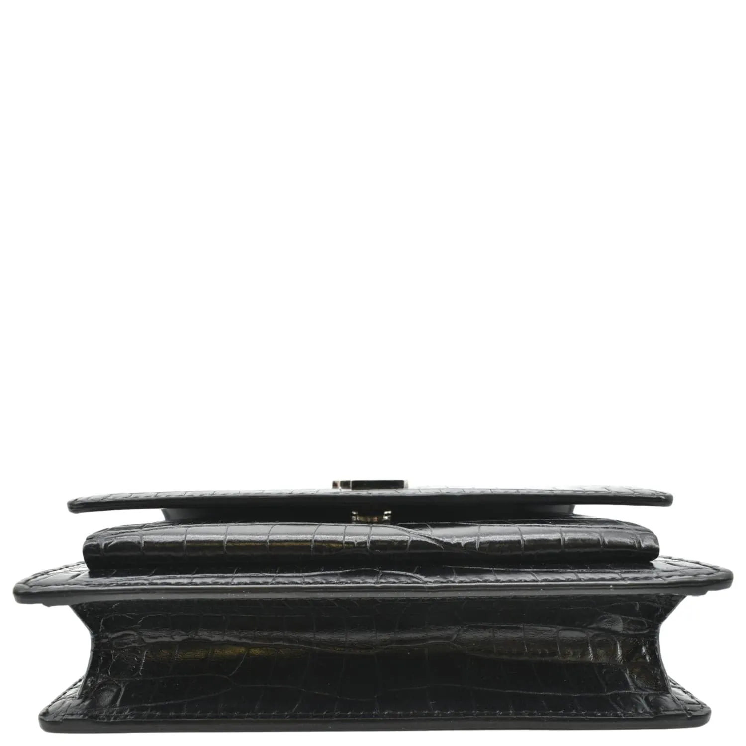 YVES SAINT LAURENT Sunset Crocodile Leather Crossbody Bag Black
