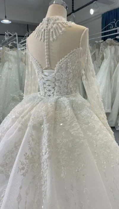 Z063- BYG luxury long sleeves mermaid dress with detachable tail