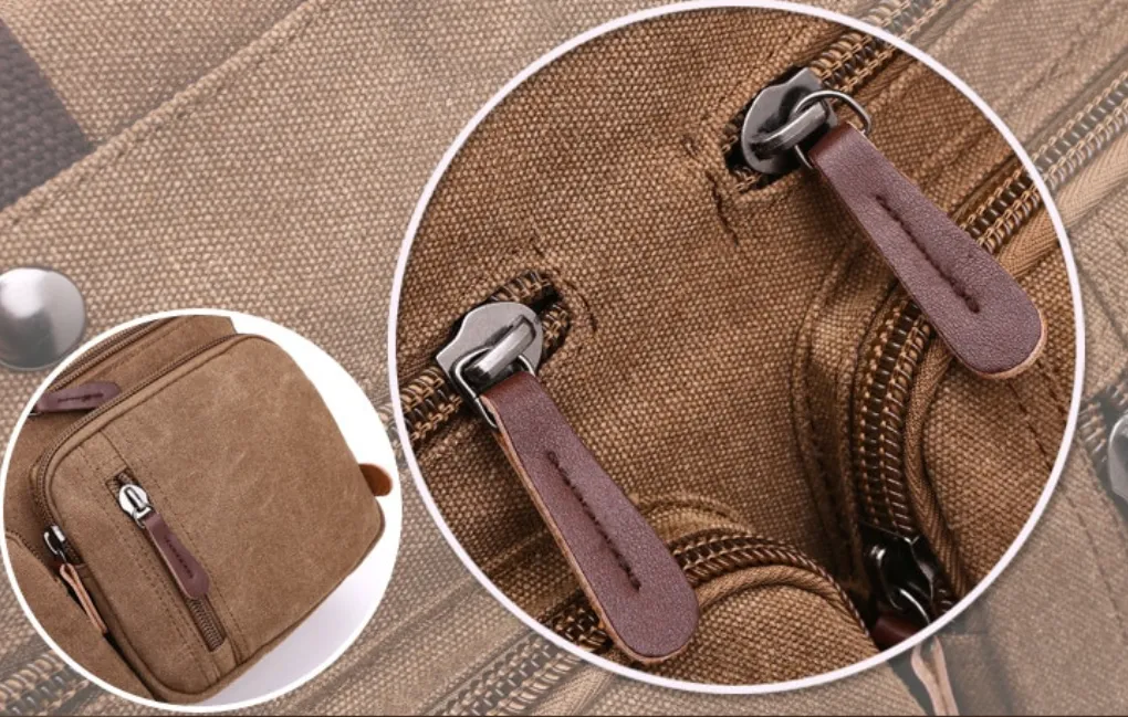 Zipper Shut Canvas Hybrid Briefcase, Converts to Backpack, Two Sizes