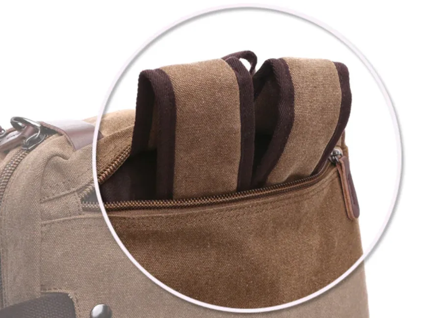Zipper Shut Canvas Hybrid Briefcase, Converts to Backpack, Two Sizes