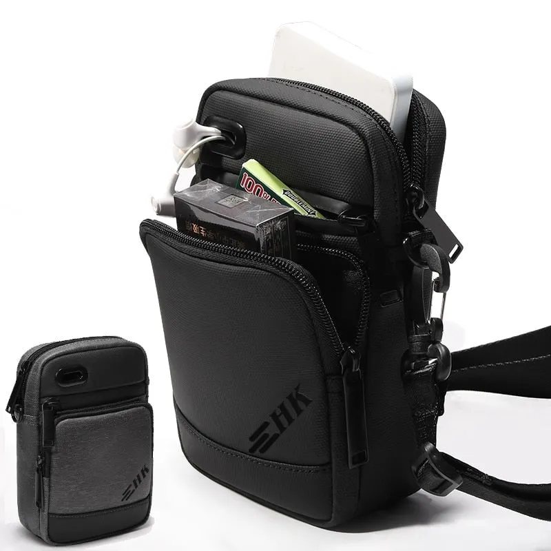 Zipper Shut Courier Bag Crossbody Bag Transit Messenger Bag - Black/Gray