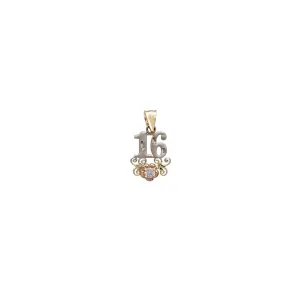 Zirconia Tricolor Sweet 16 Flower  Pendant (14K)
